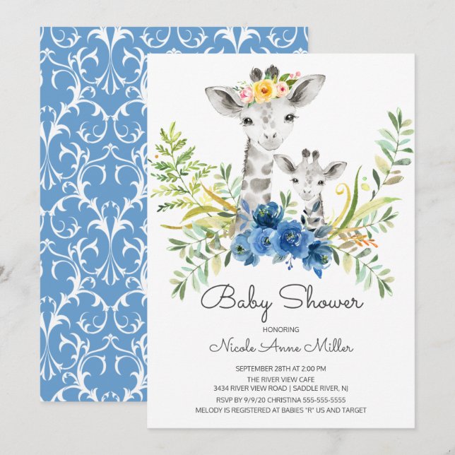 Adorable Jungle Giraffe Baby shower Invitation (Devant / Derrière)
