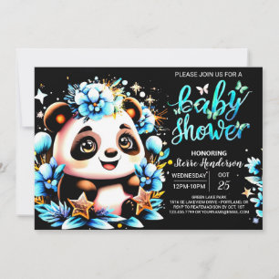 Adorable Jungle Panda Delight Boy Baby Shower Invitation