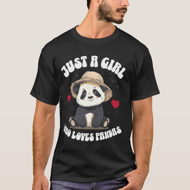 Adorable Just A Girl Who Loves Pandas with Hats Lo T-Shirt (Front)