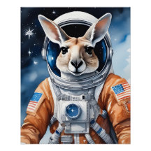 Adorable Kangaroo in Astronaut Suit in Outer Space