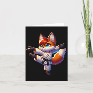 Adorable Karate Fox Crane Kick Pose  Card