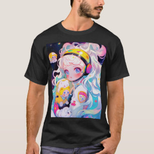 Adorable Kawaii Anime Girl in Space  T-Shirt