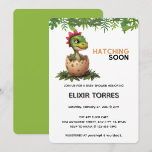 Adorable Kawaii Baby Dinosaur Hatching Invitation