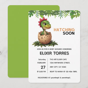 Adorable Kawaii Baby Dinosaur Hatching Invitation
