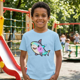 Adorable Kawaii Baby Shark with Rainbow Pastels T-Shirt