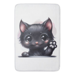 Adorable Kawaii Black Cat Bath Mat