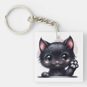 Adorable Kawaii Black Cat Keychain