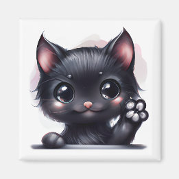 Adorable Kawaii Black Cat Magnet