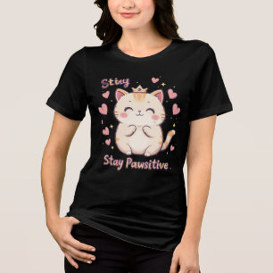 "Adorable Kawaii Cat T-Shirt – Cute Pastel Aesthet Tri-Blend Shirt