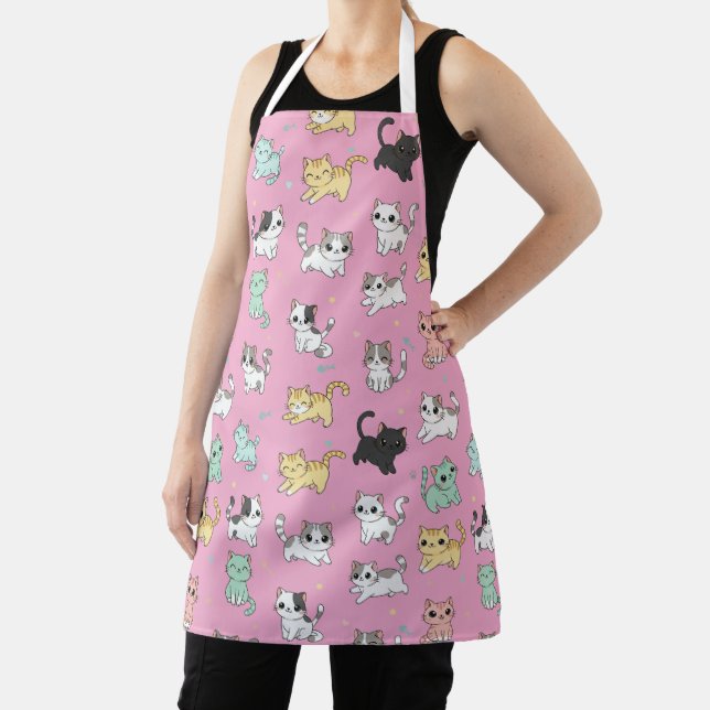 Adorable Kawaii Cats Pattern Apron (Insitu)