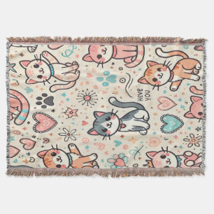 Adorable Kawaii Cats Throw Blanket – Cozy and Cute