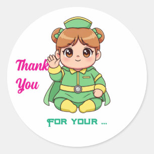 Adorable Kawaii Chibi Character Classic Round Sticker