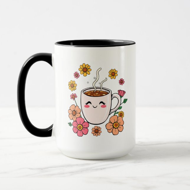 Adorable Kawaii Coffee Cartoon Mug (Left)