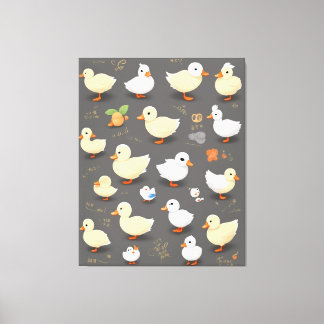 Adorable Kawaii Duck: Multiple Vector Designs Canvas Print