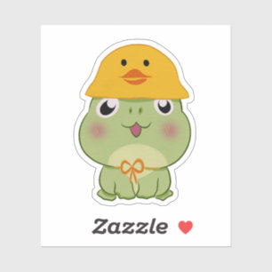 Adorable Kawaii Frog Wearing Duck Hat