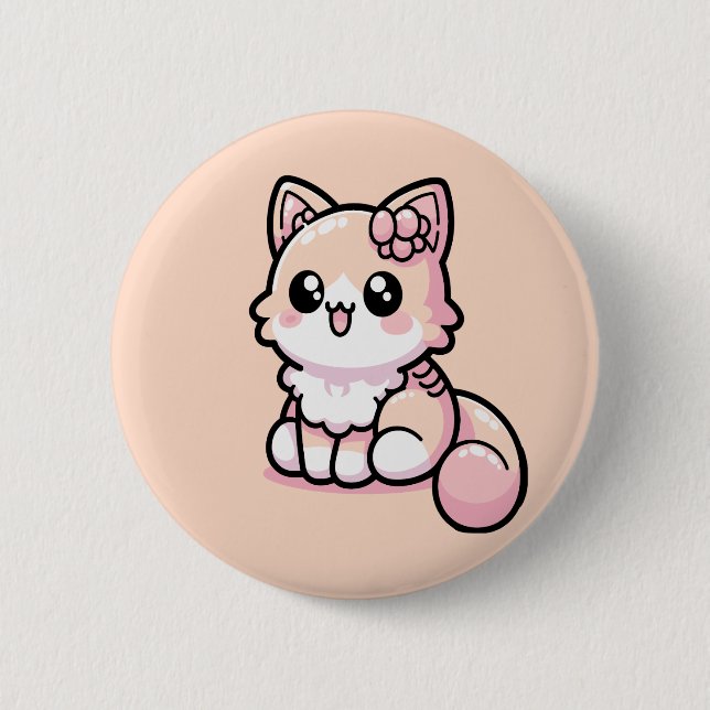 Adorable Kawaii Kitty 2 Inch Round Button (Front)