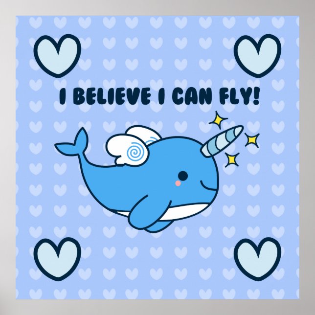 Adorable Kawaii Narwhal Poster (Front)