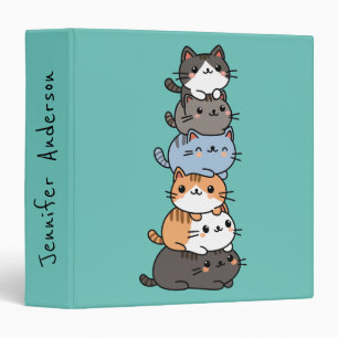 Adorable Kawaii Stack Of Kitty Cats Custom Binder
