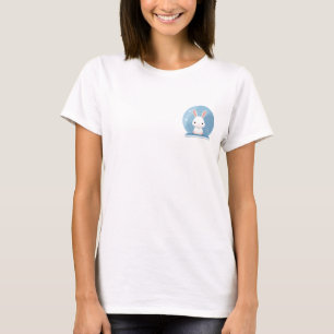 Adorable Kawaii White Bunny Sitting on a Blue Book T-Shirt