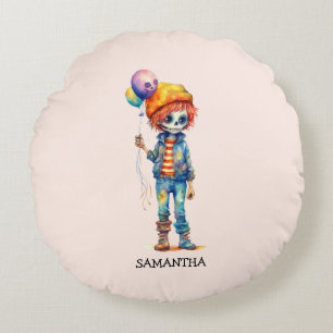 Adorable Kid Zombie - Cute Halloween (2) Round Pillow