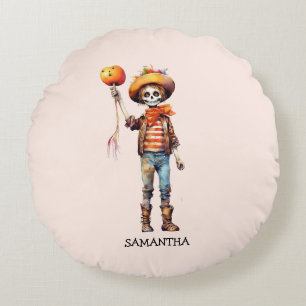 Adorable Kid Zombie - Cute Halloween (3) Round Pillow