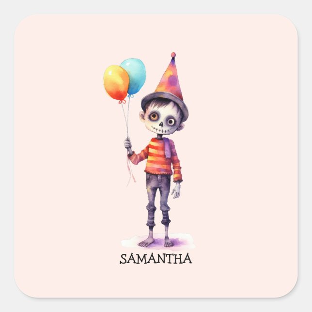 Adorable Kid Zombie - Cute Halloween (4) Square Sticker (Front)