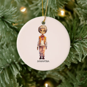 Adorable Kid Zombie - Cute Halloween Ceramic Ornament