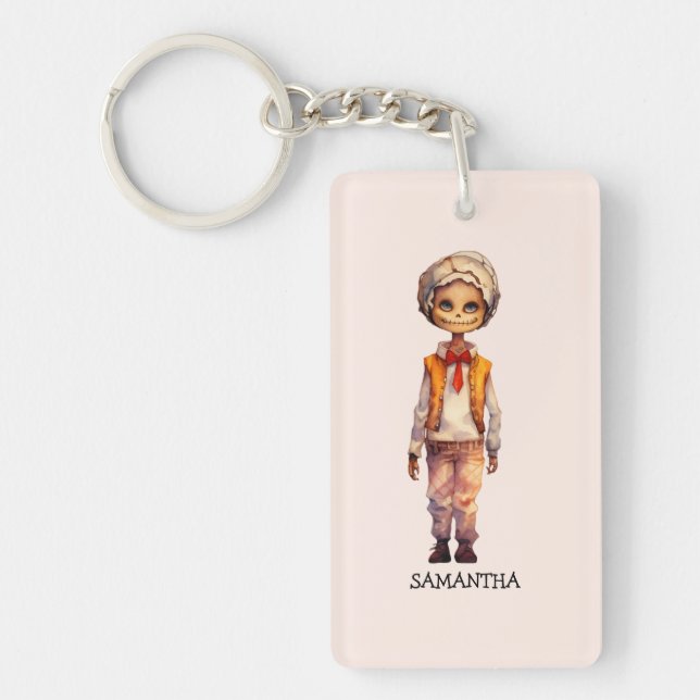 Adorable Kid Zombie - Cute Halloween Keychain (Front)