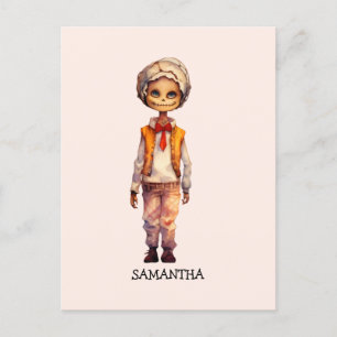 Adorable Kid Zombie - Cute Halloween Postcard