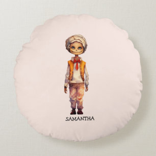 Adorable Kid Zombie - Cute Halloween Round Pillow