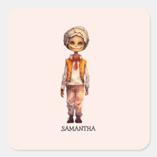 Adorable Kid Zombie - Cute Halloween Square Sticker