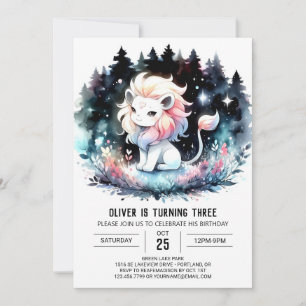 Adorable Kids Lion Birthday Invitation