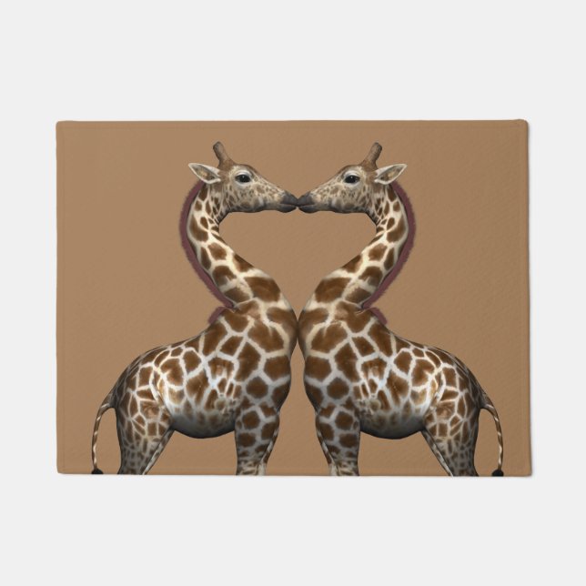 Adorable Kissing Giraffes Doormat (Front)