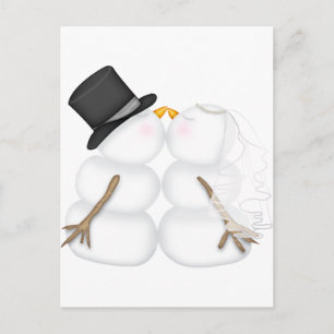 Adorable Kissing Snowman Couple Holiday Postcard