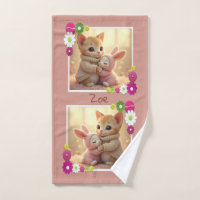 Adorable kitten and tiny baby bunny, personalized