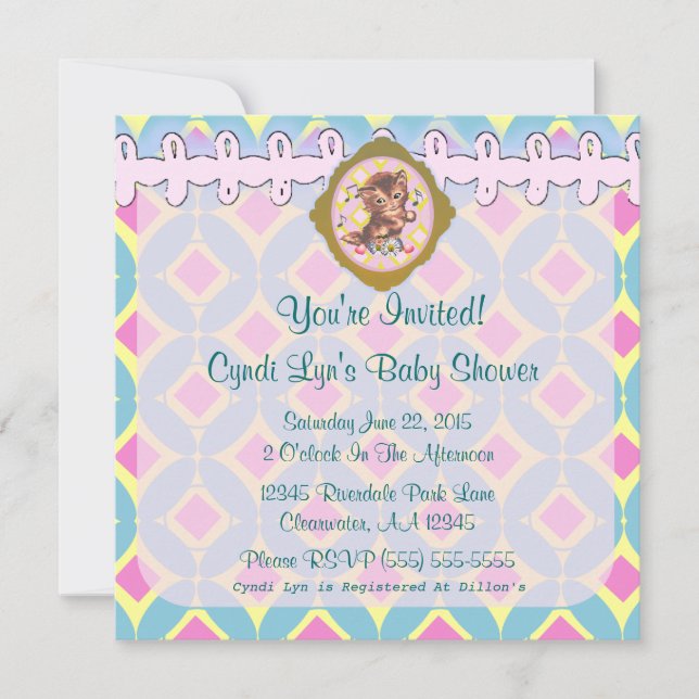 Adorable Kitten Baby shower Faire-part de l'événem (Devant)