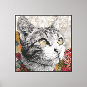 Adorable Kitten Cat Feline Round Canvas Print