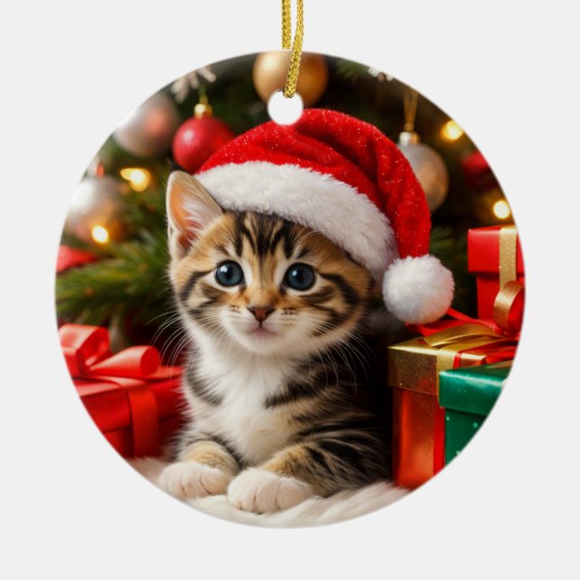 Adorable Kitten Christmas Ornament (Front)
