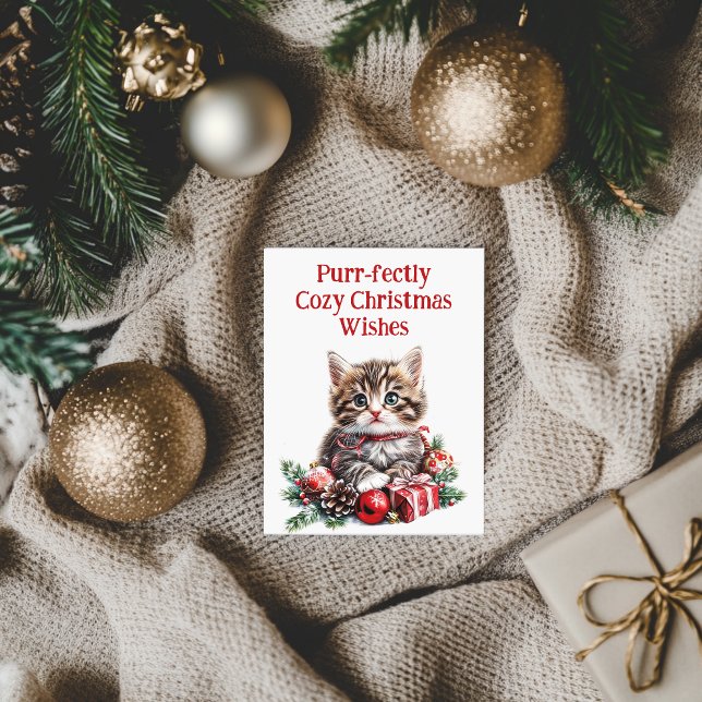 Adorable Kitten Holiday Card (cute kitten christmas card)