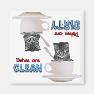 Adorable Kitten In A Cup Dishwasher Magnet