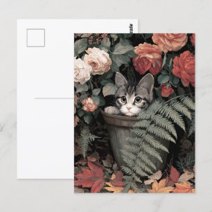 Adorable Kitten in a Flower Pot Postcard
