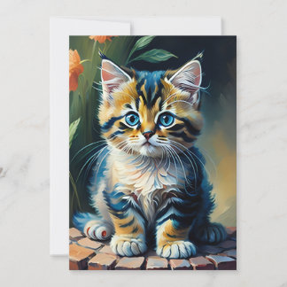 Adorable Kitten Painting  Invitation