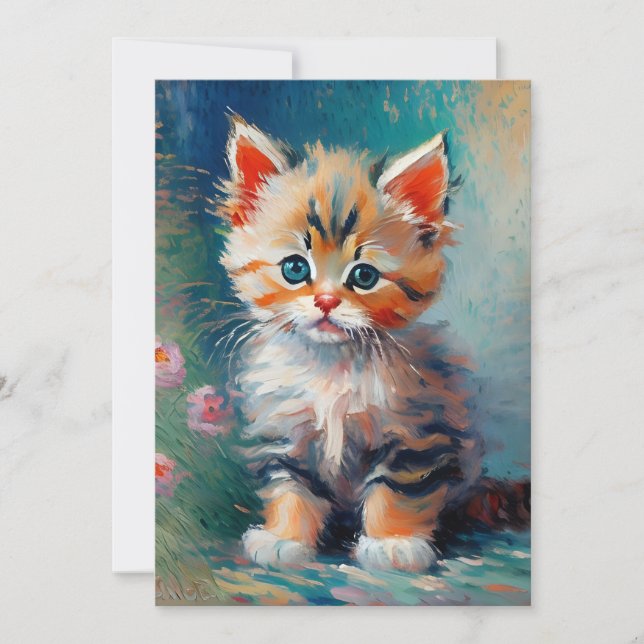 Adorable Kitten Painting  Invitation (Front)