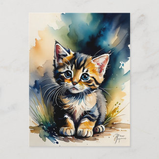Adorable Kitten Painting Postcard