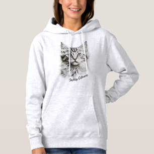 Adorable Kitten Pencil Drawing Hoodie