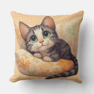 Adorable Kitten Relaxing On Pillow For Cozy Rooms