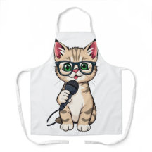 "Adorable Kitten Reporter Cartoon Sticker"