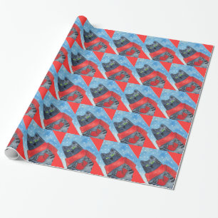 Adorable Kitten with Mittens Christmas paper