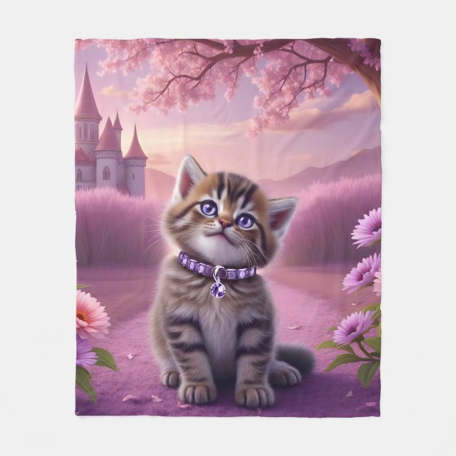 Adorable Kitten with Sparkly Collar Fleece Blanket (Front)