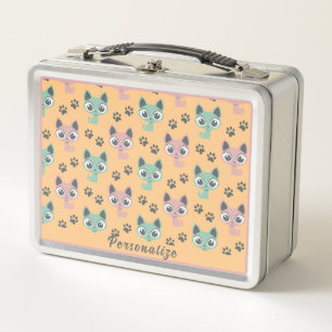 Adorable Kittens Big Eyes Personalized Metal Lunch Box